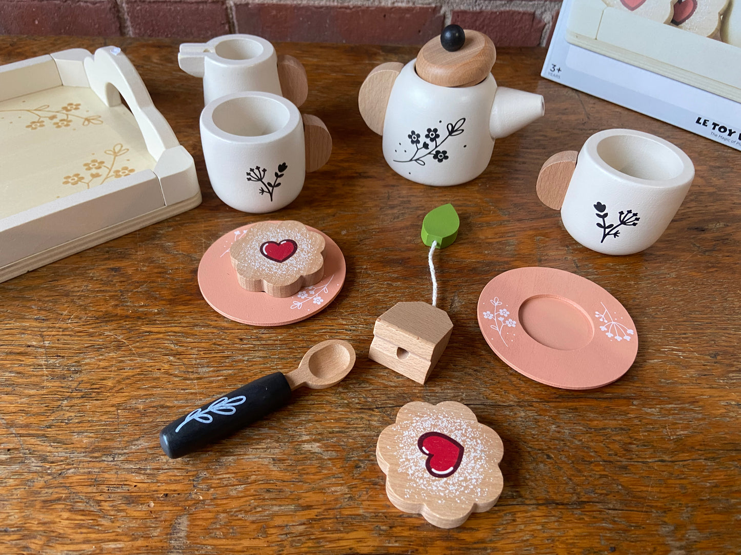 Wooden play tea set