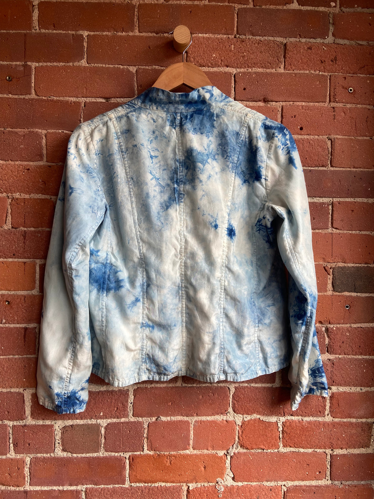 Eileen Fisher indigo dyed silk coat