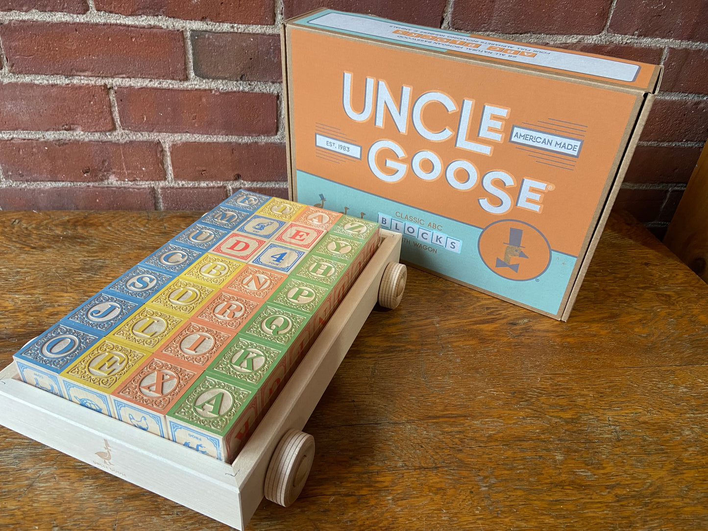 Uncle Goose classic ABC blocks with wagon