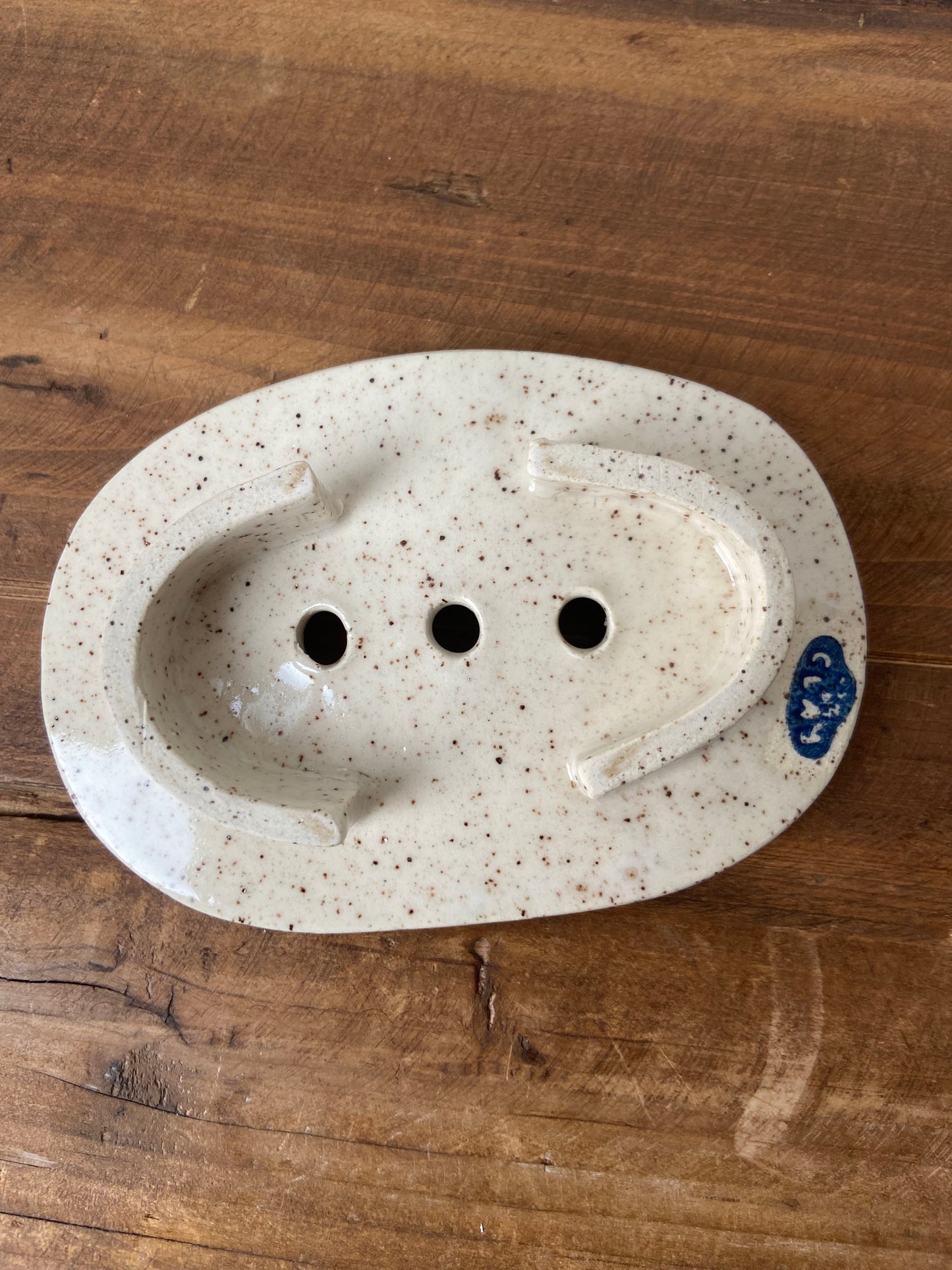 Ash & Clay blue grid soap dish