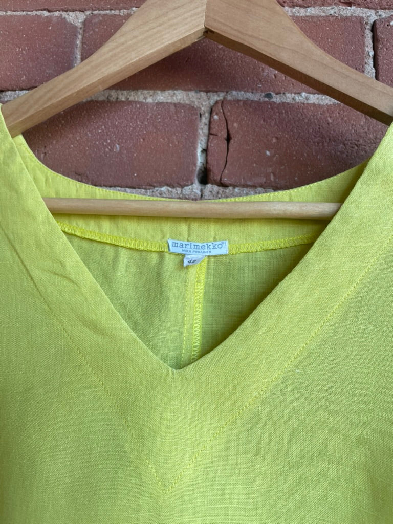 Marimekko Chartreuse Linen Top SS2-3