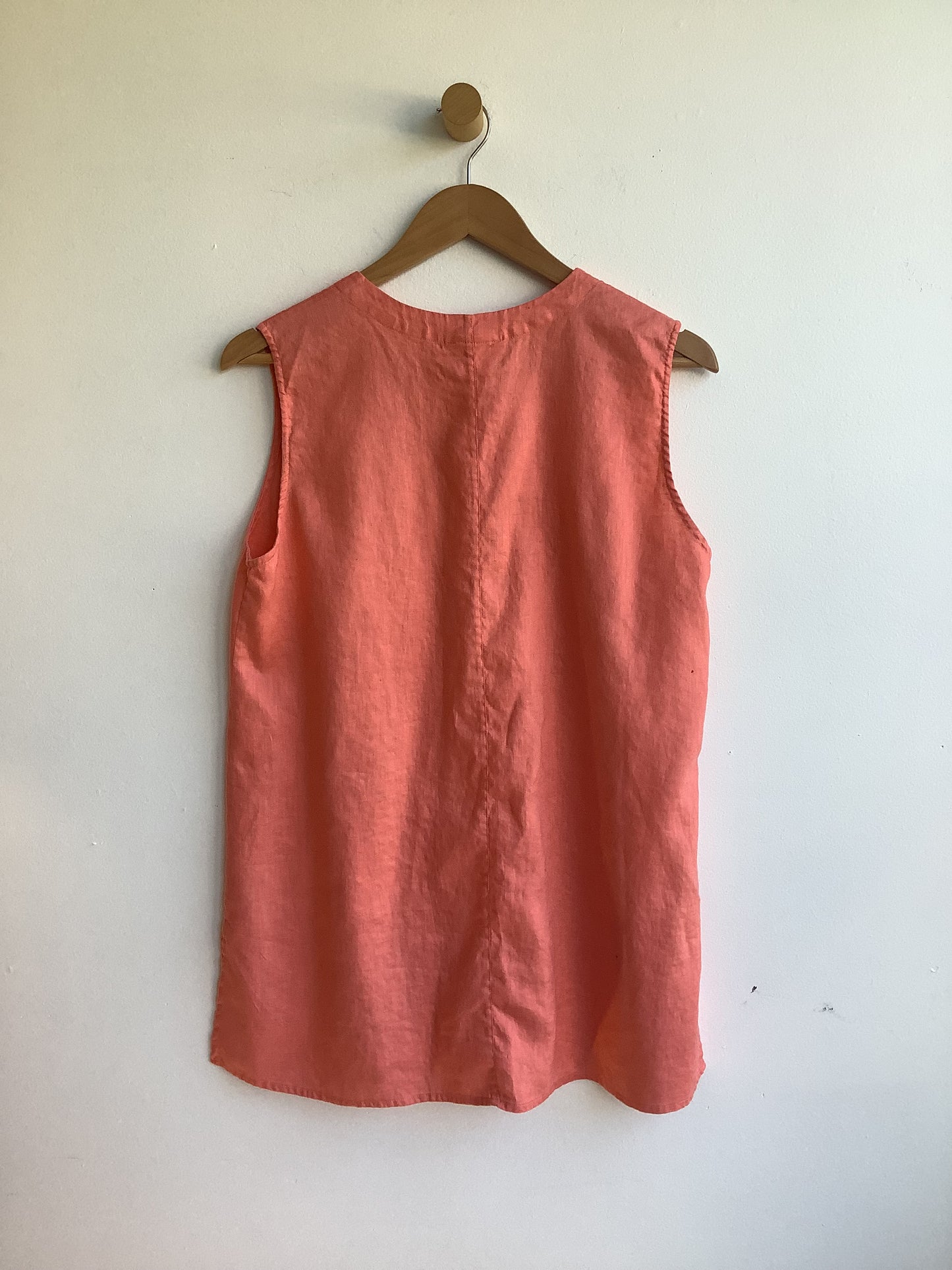 Sleeveless coral linen top SS2