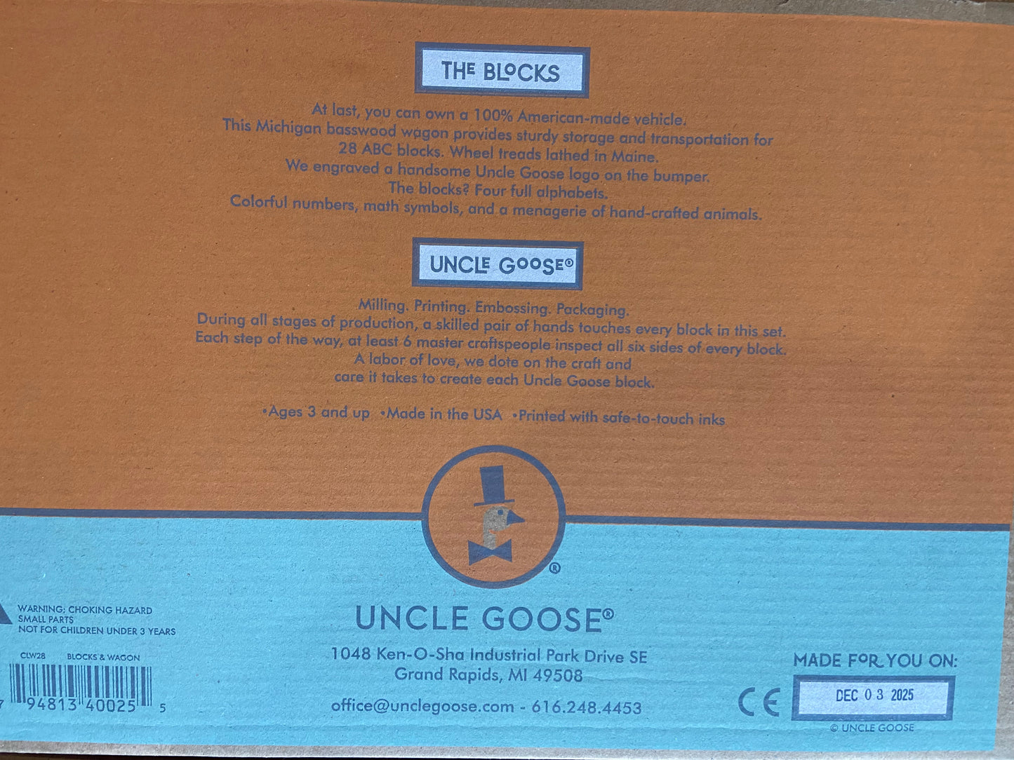 Uncle Goose classic ABC blocks with wagon