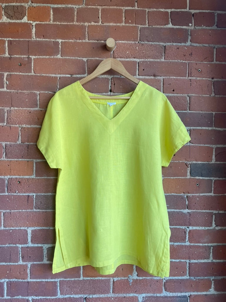Marimekko Chartreuse Linen Top SS2-3