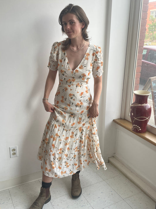 Tiered poppy print Reformation dress SS1