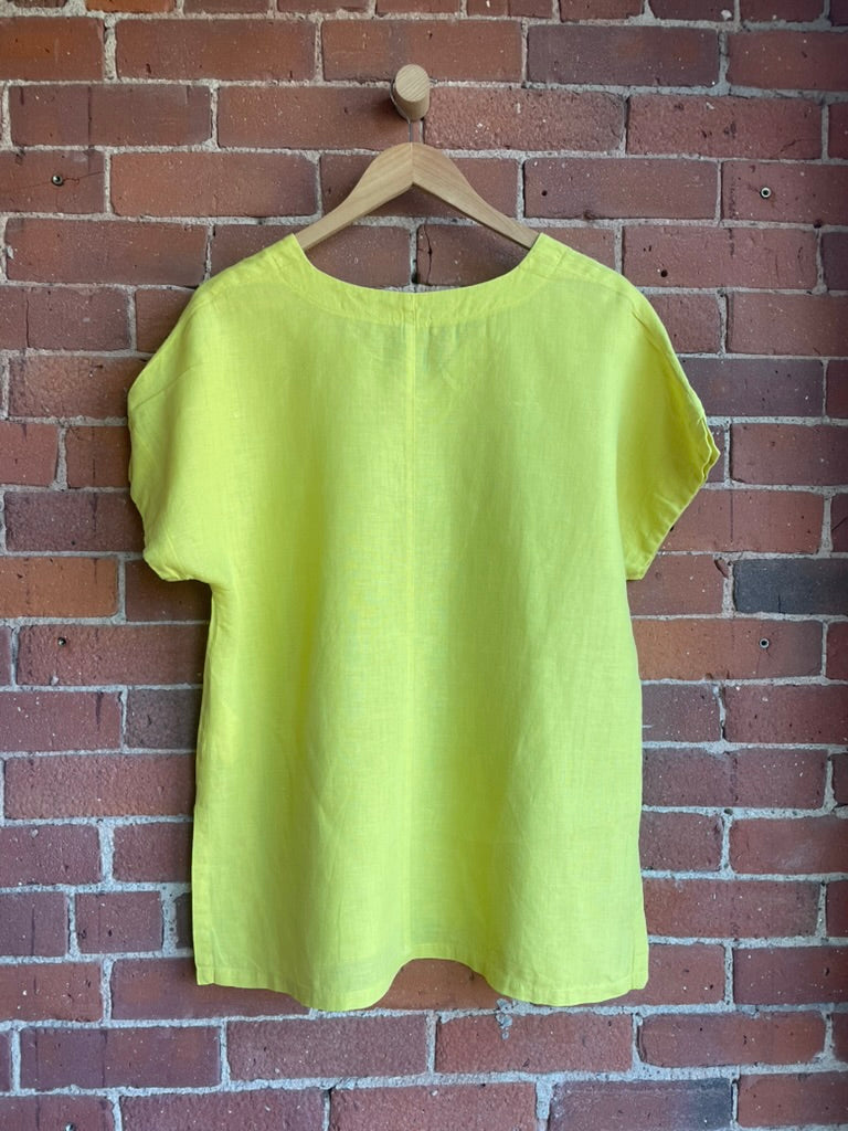 Marimekko Chartreuse Linen Top SS2-3
