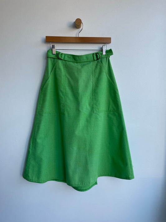 High-Waisted Green Midi-Wrap Skirt SS1