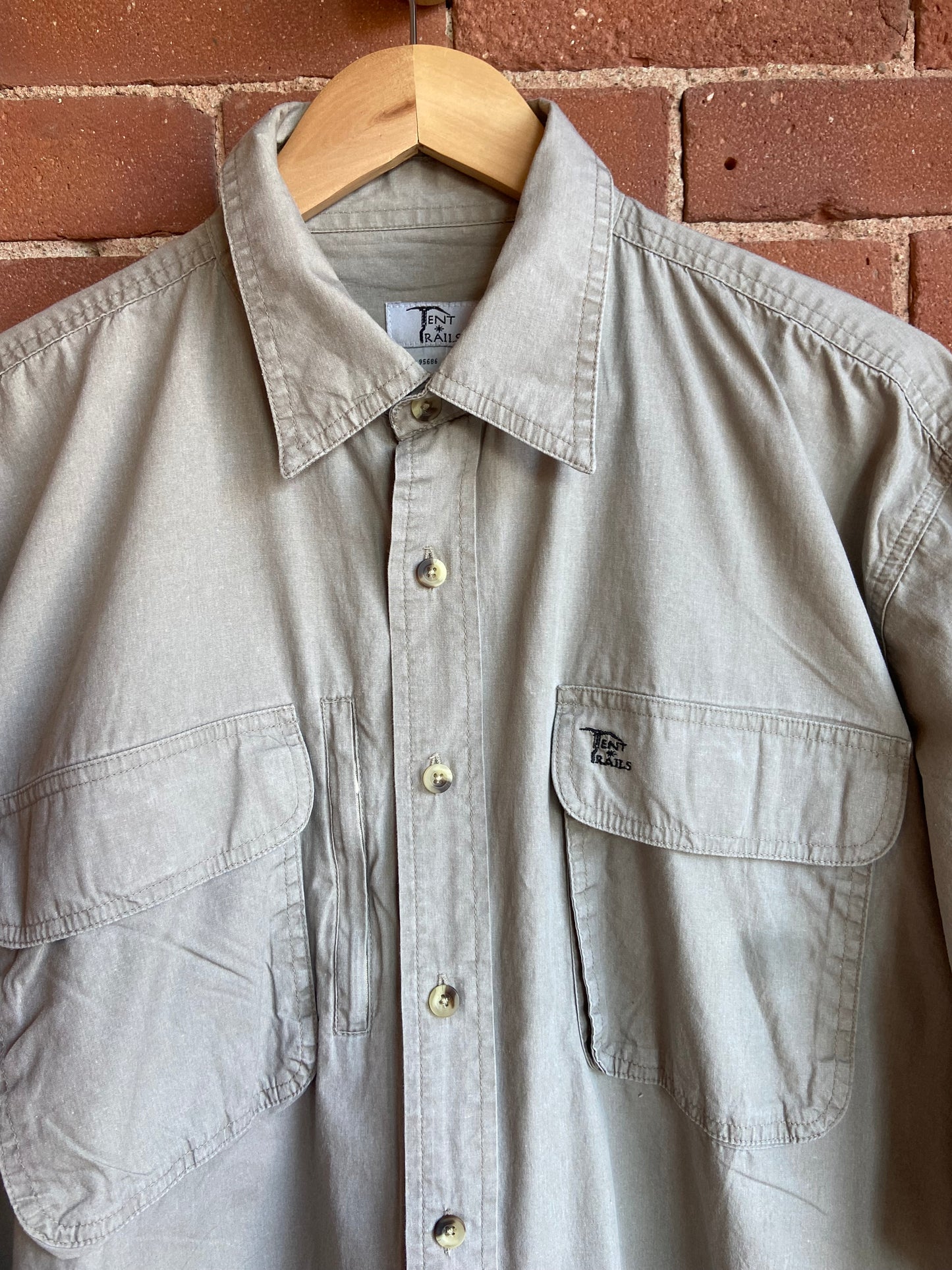 Olive cotton button-up SS 3