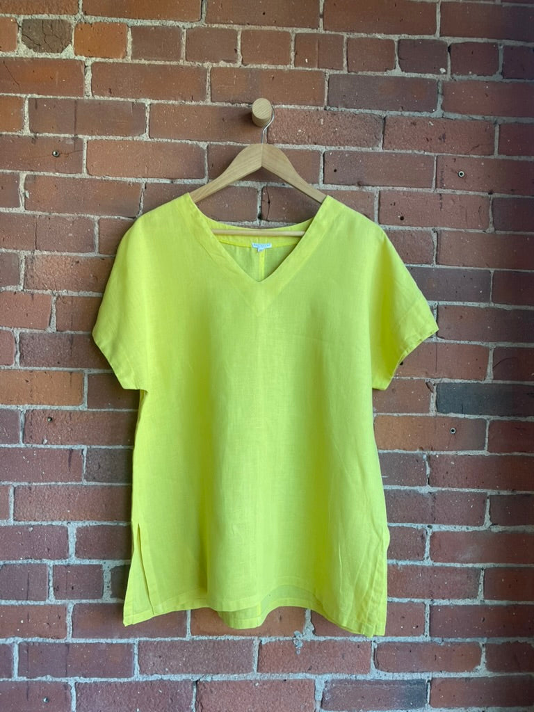 Marimekko Chartreuse Linen Top SS2-3