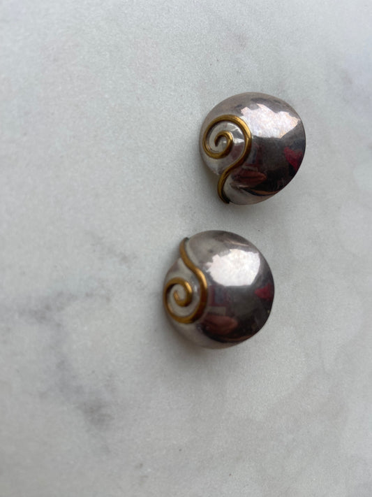 Silver spiral earrings