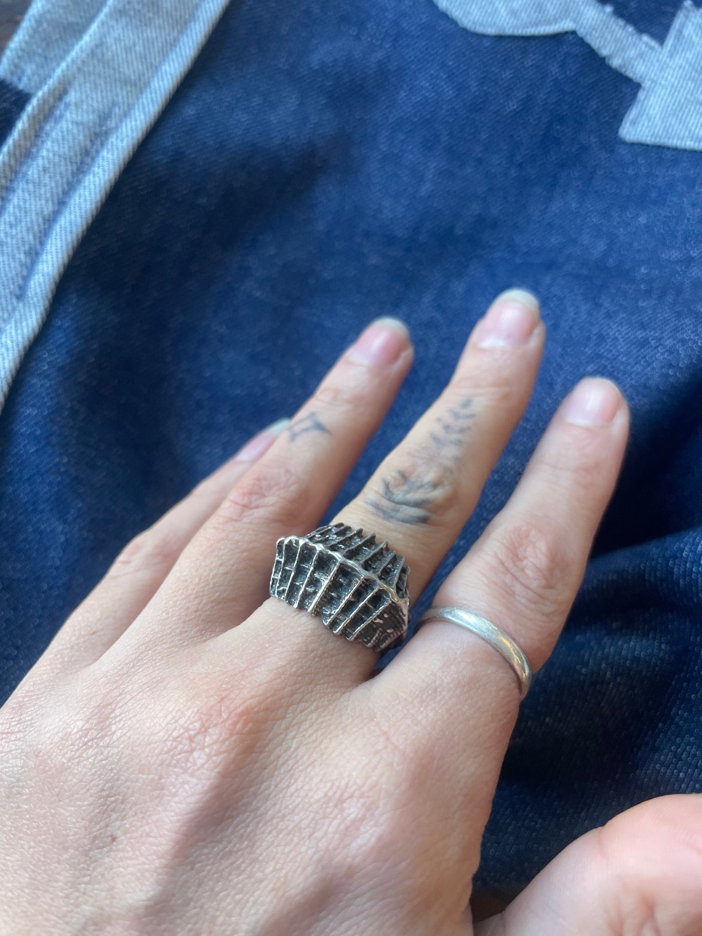 Brutalist Sterling Ring Size 7.5