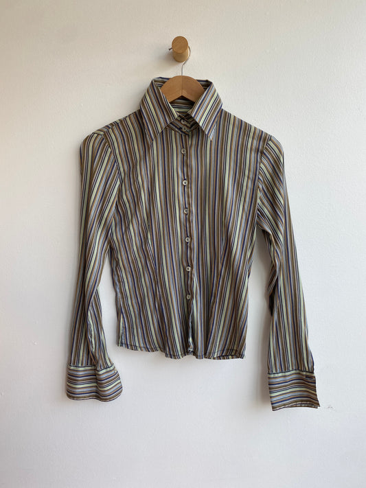 Vintage striped cotton button-up SS1