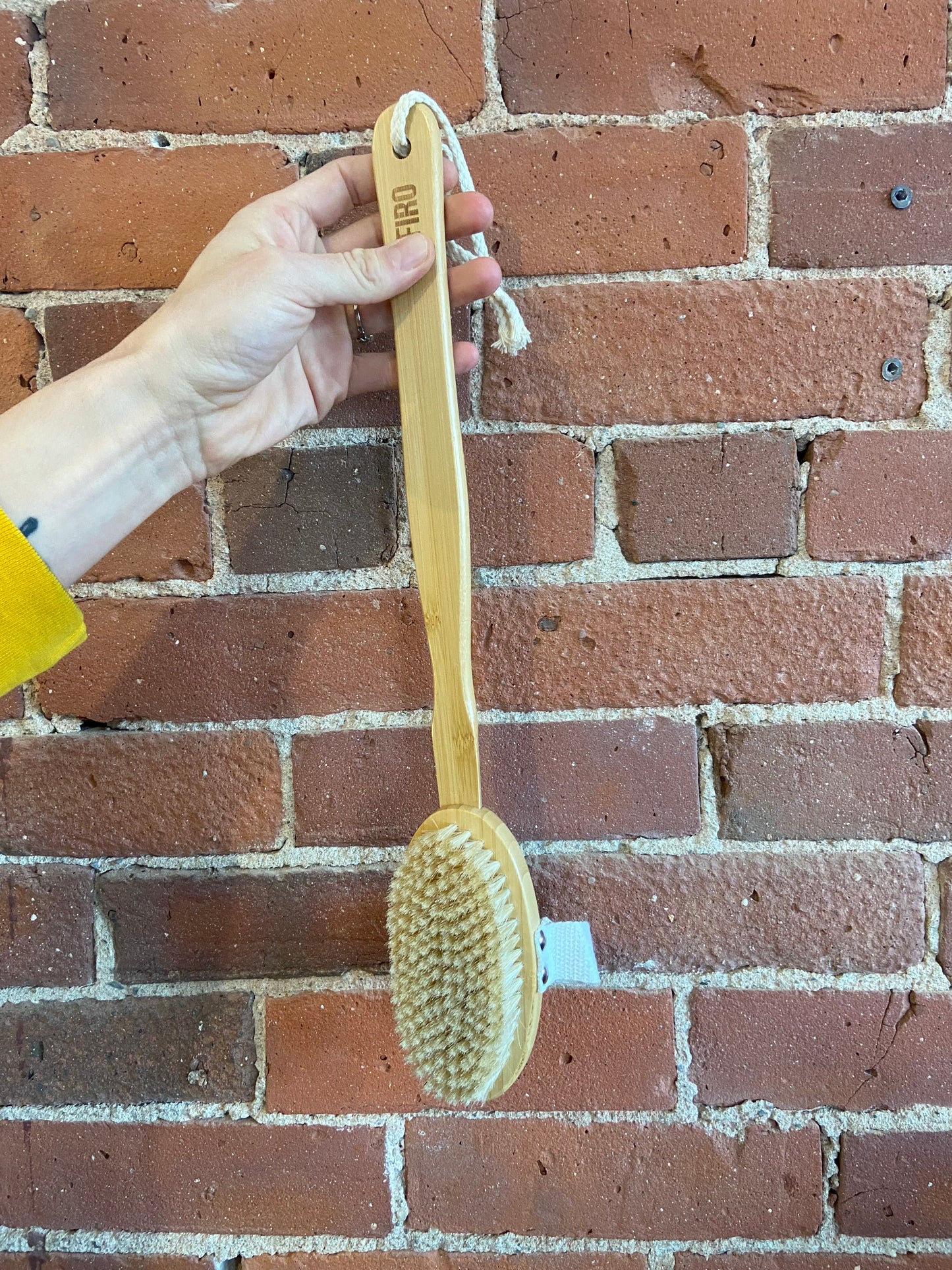 Long handle wooden body brush