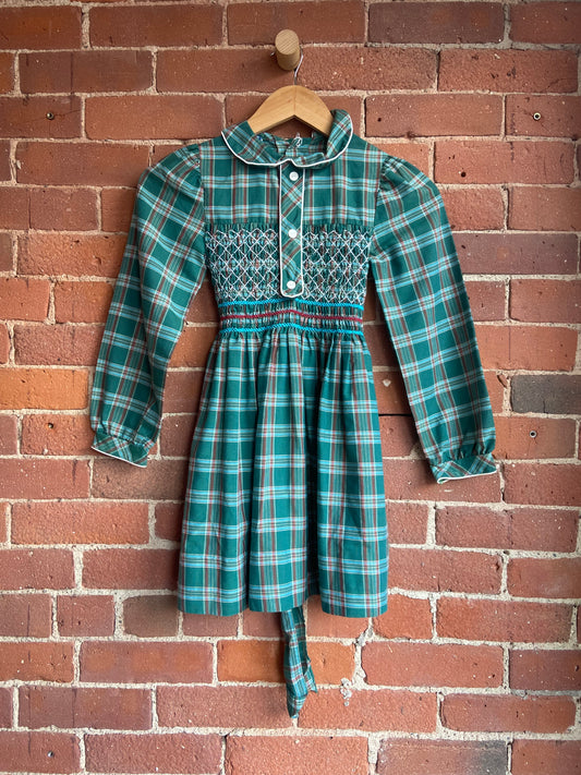 Little. Ones green plaid frock sz 5/6