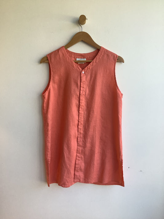 Sleeveless coral linen top SS2