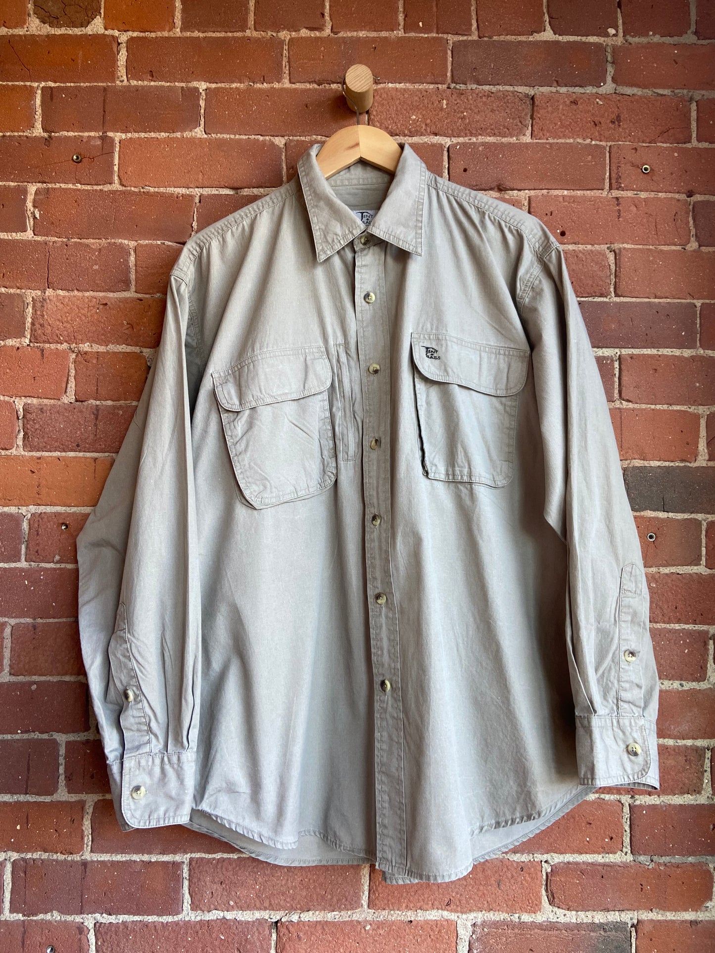 Olive cotton button-up SS 3