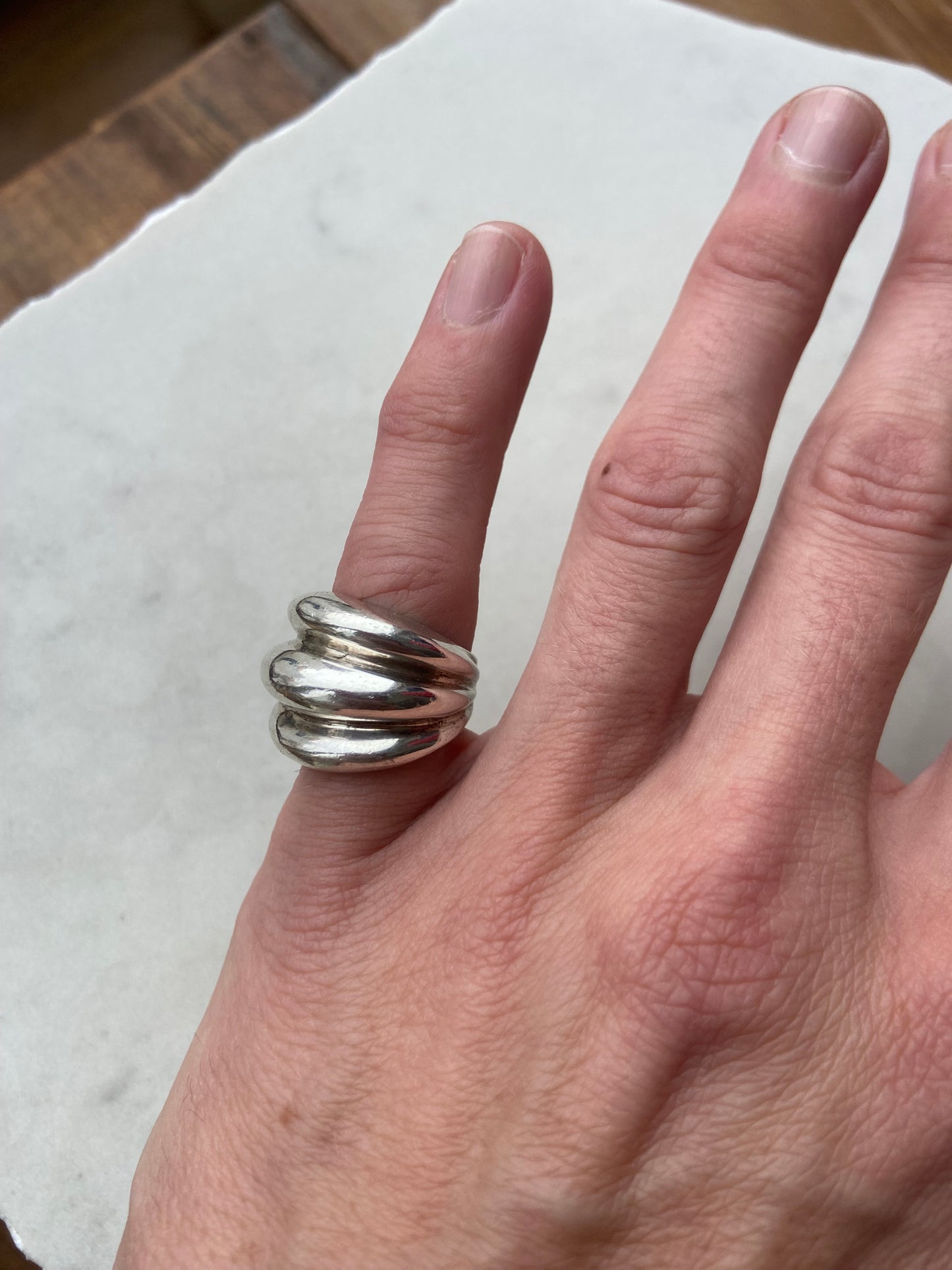 Silver bubble ring size 4.5