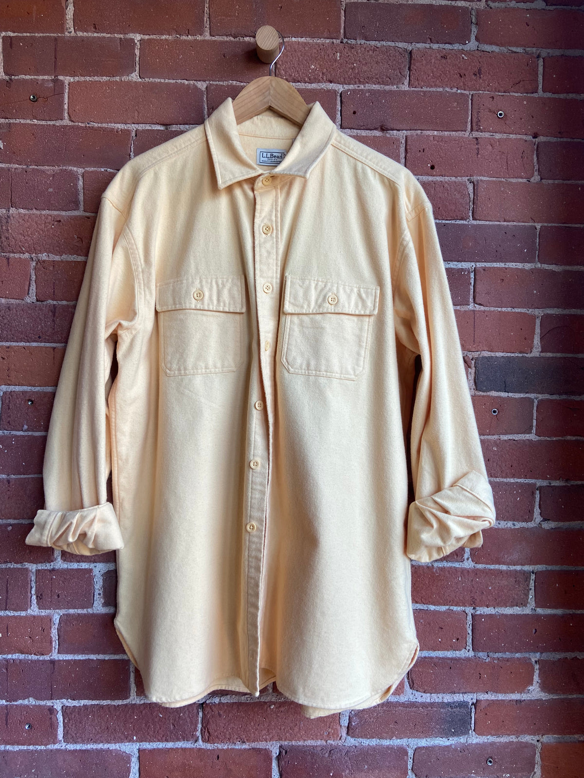 LL Bean yellow chamois button-up SS3