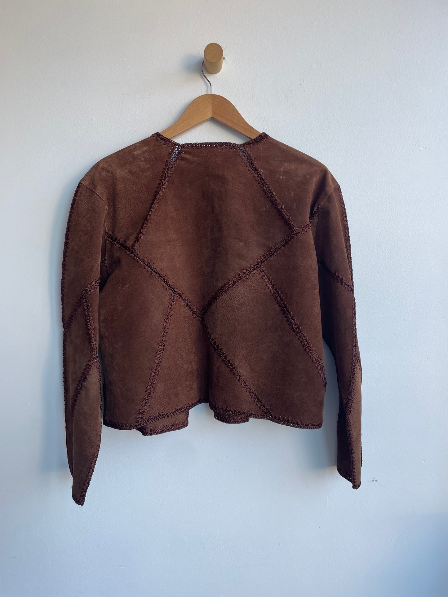 Brown Patchwork Leather Jacket SS1