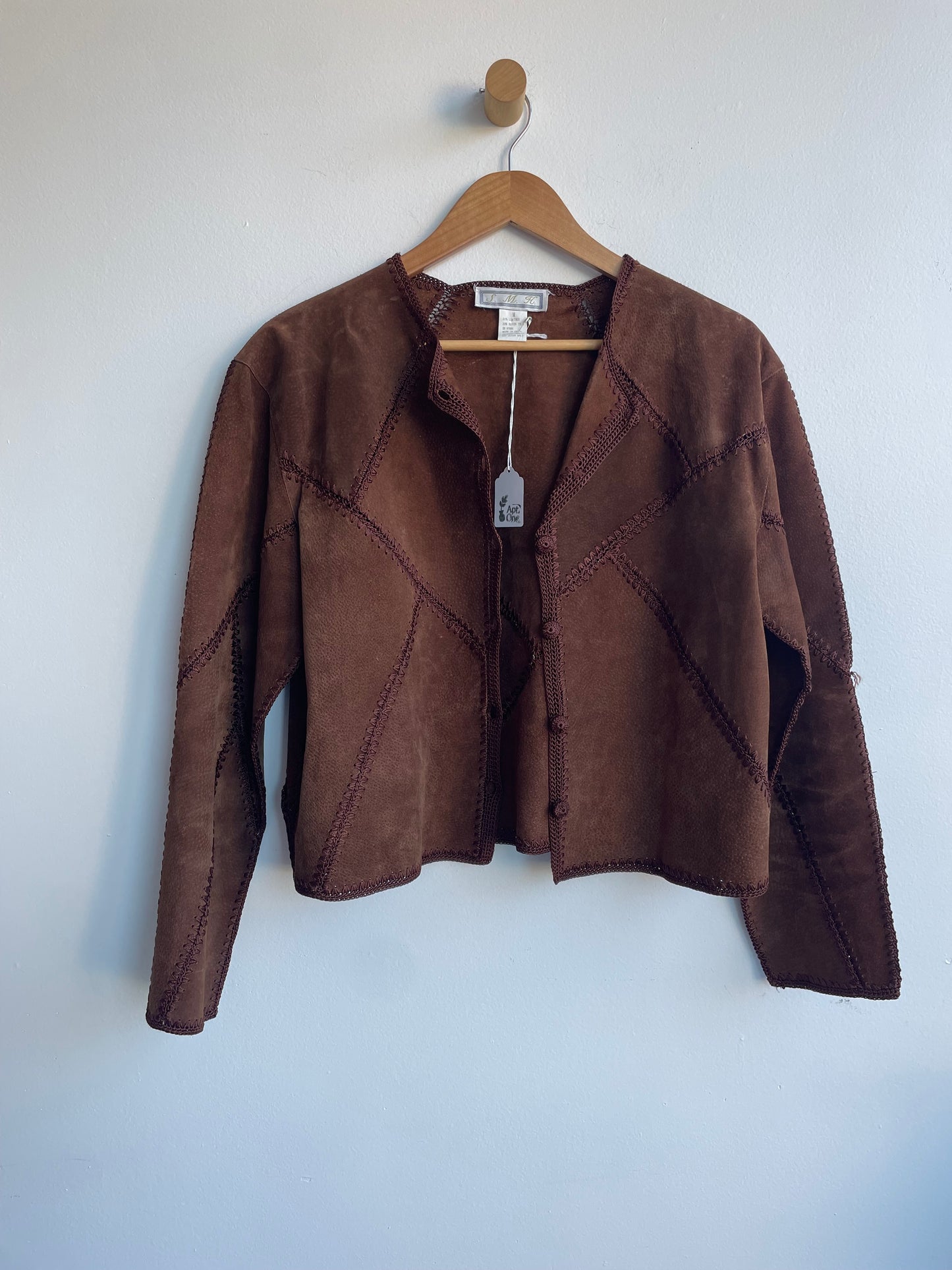 Brown Patchwork Leather Jacket SS1