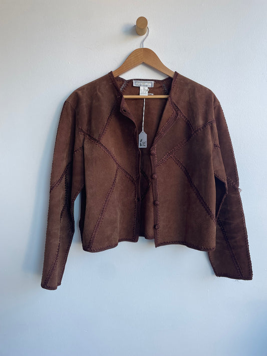 Brown Patchwork Leather Jacket SS1