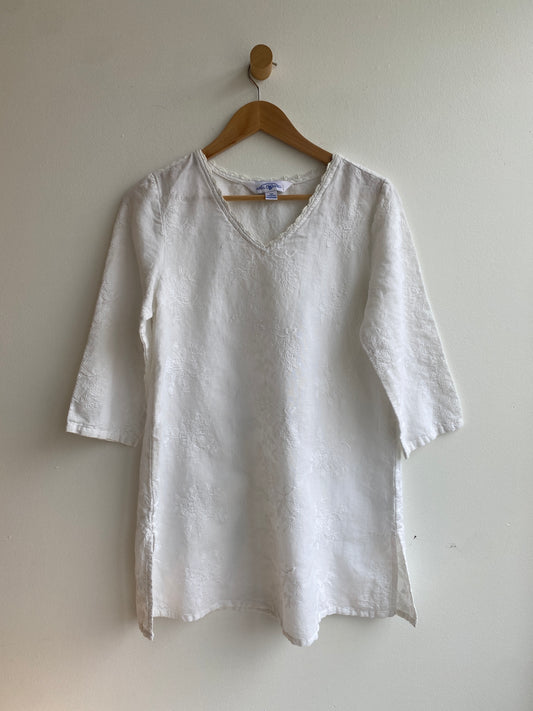 White embroidered cotton tunic SS1-3