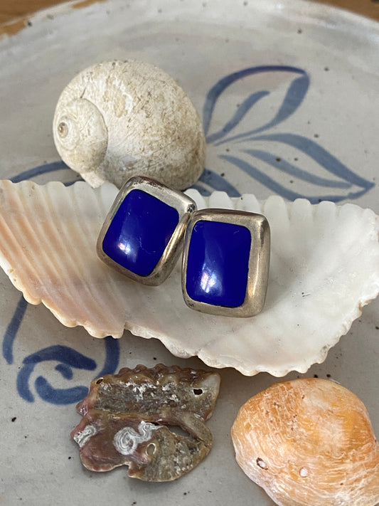 Silver and midnight blue earrings