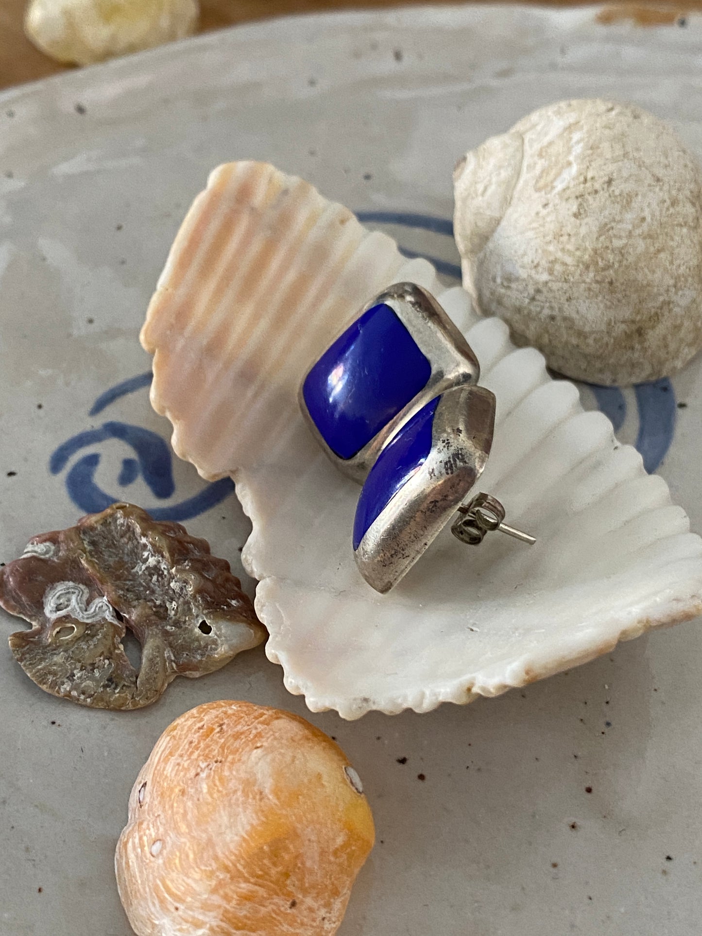 Silver and midnight blue earrings