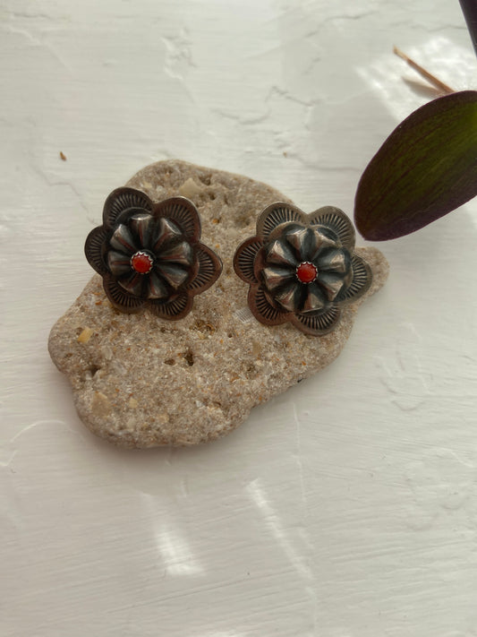 Red stone earrings