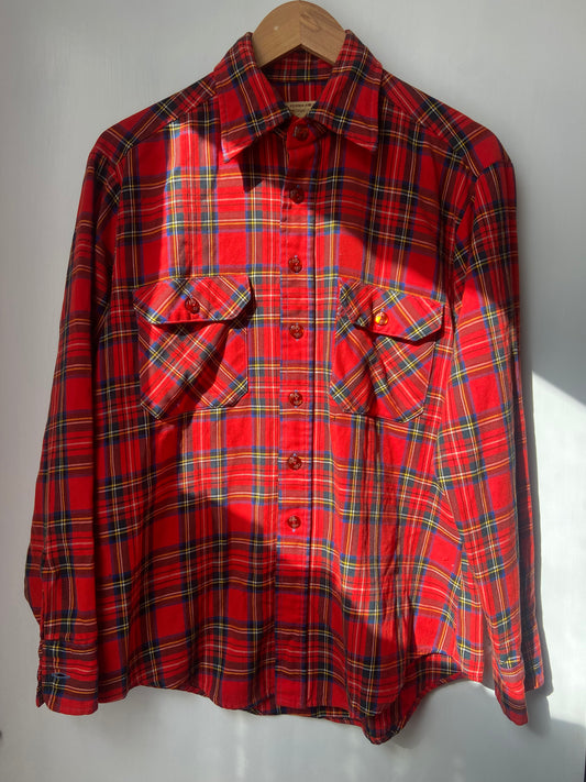 Vintage Sears field master plaid button up SS 1-2