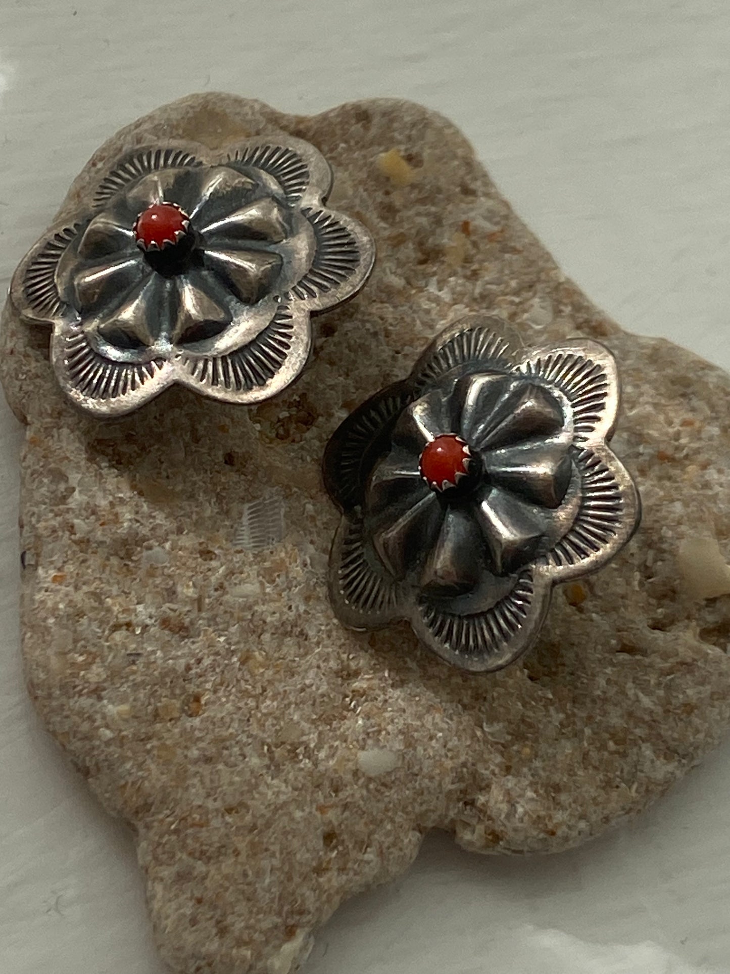 Red stone earrings