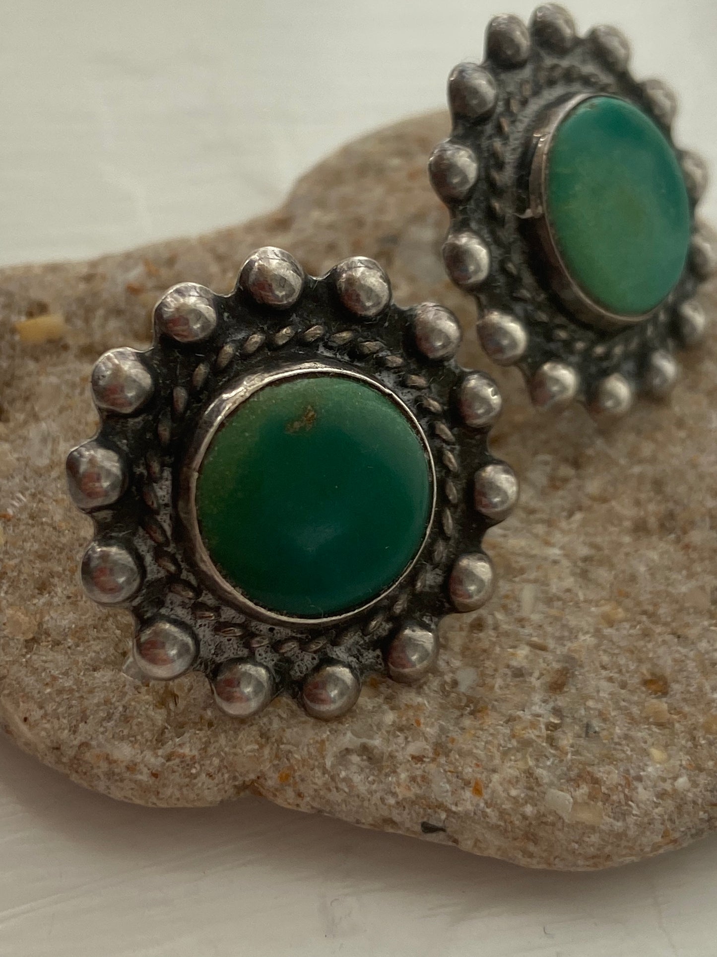 Green stone earrings