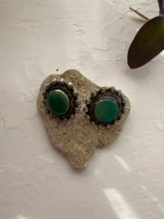 Green stone earrings