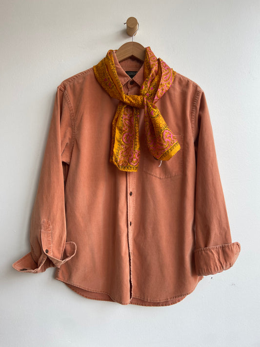 Soft orange corduroy button up SS 1-2