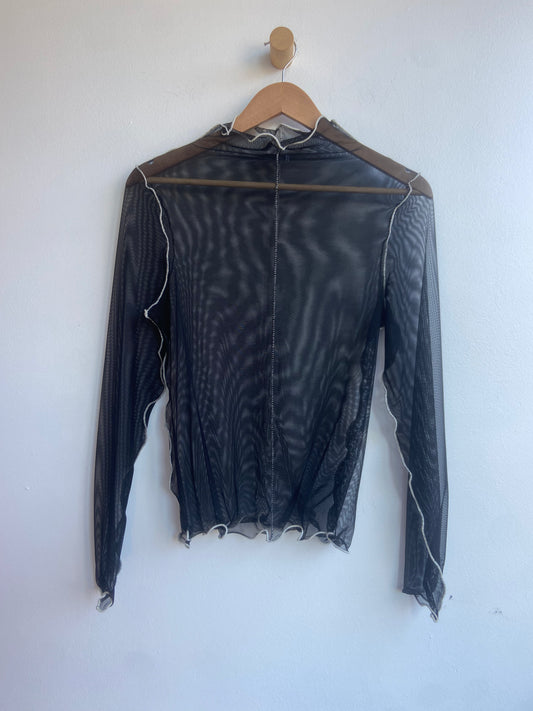 Elyse On Mars Black Lettuce Mesh Top SS 1-3