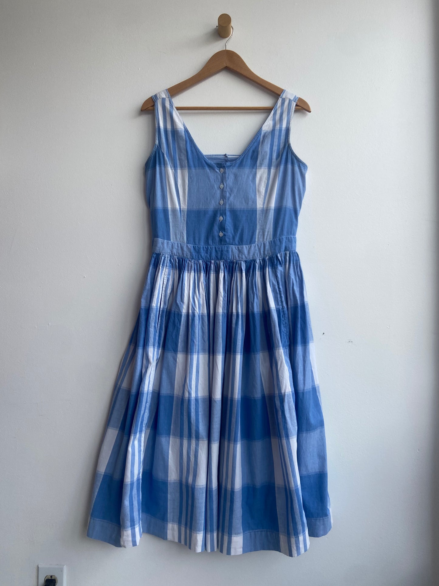 Blue and white plaid cotton dress SS 2-3