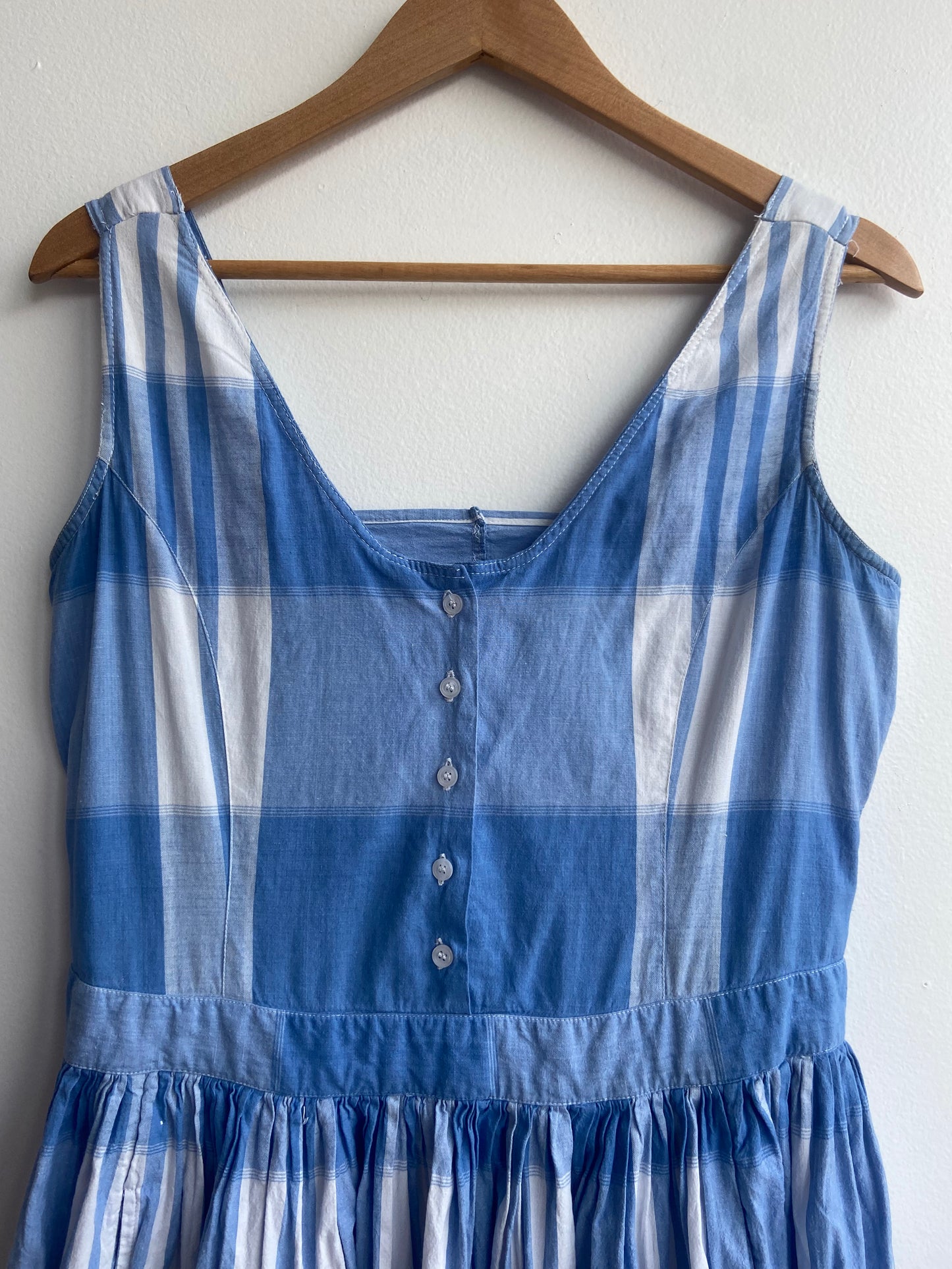 Blue and white plaid cotton dress SS 2-3