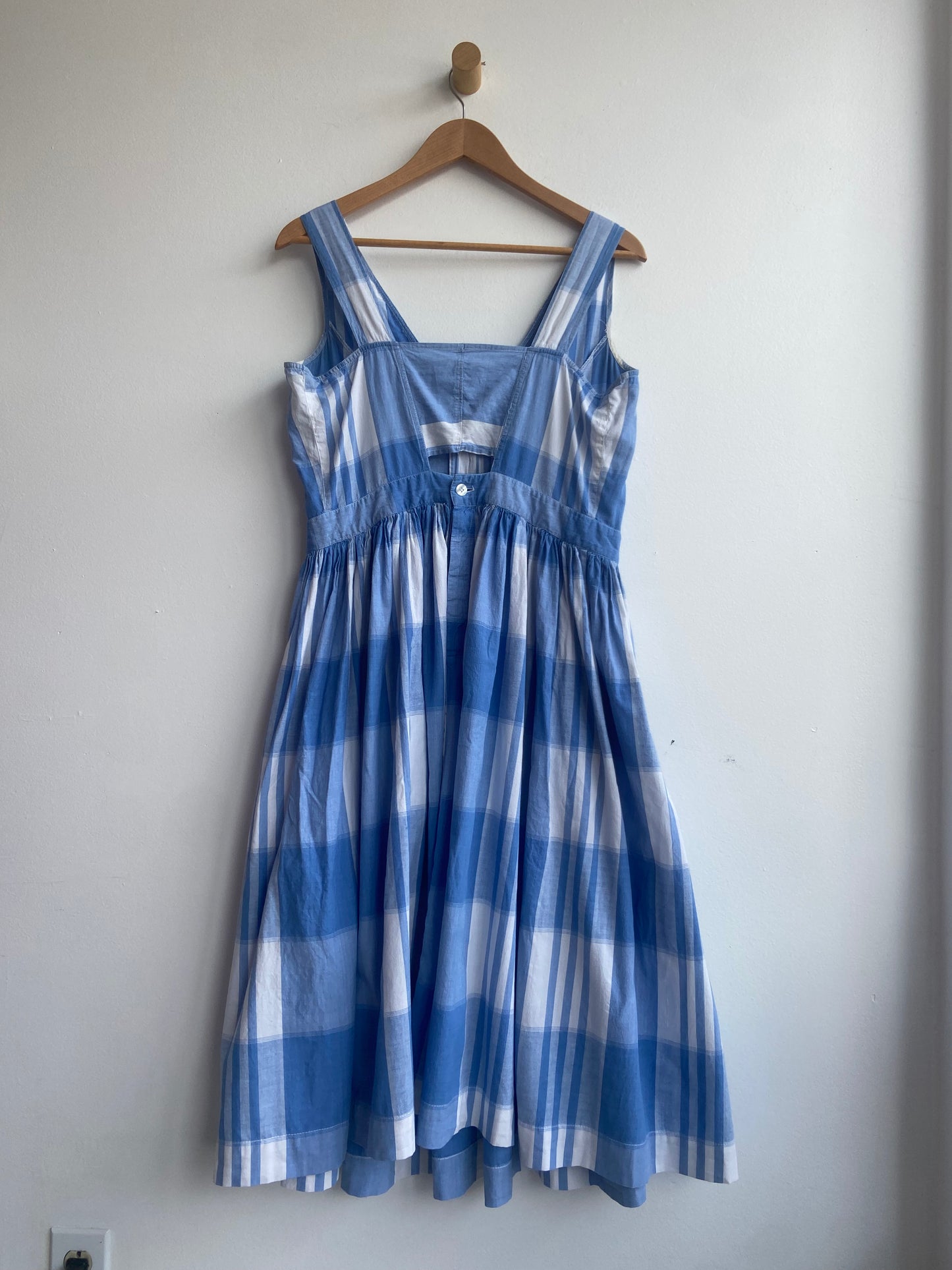 Blue and white plaid cotton dress SS 2-3