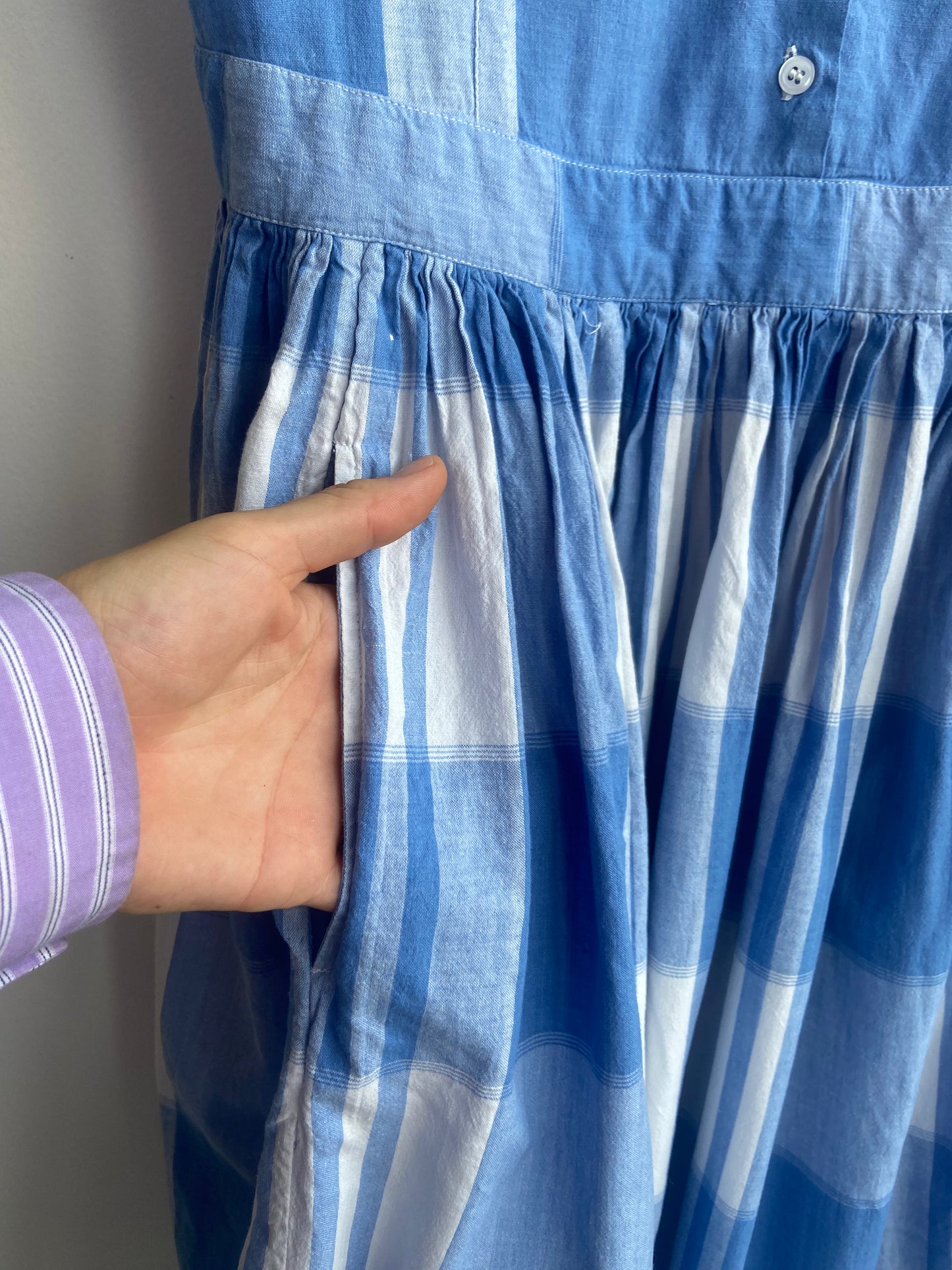 Blue and white plaid cotton dress SS 2-3