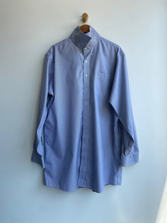 Blue and white pinstripe button-up SS 3