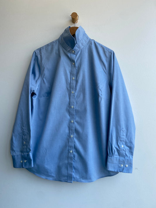 Blue cotton button-up SS 2