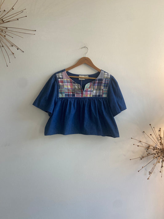 Shop Tailored Denim Patchwork Top