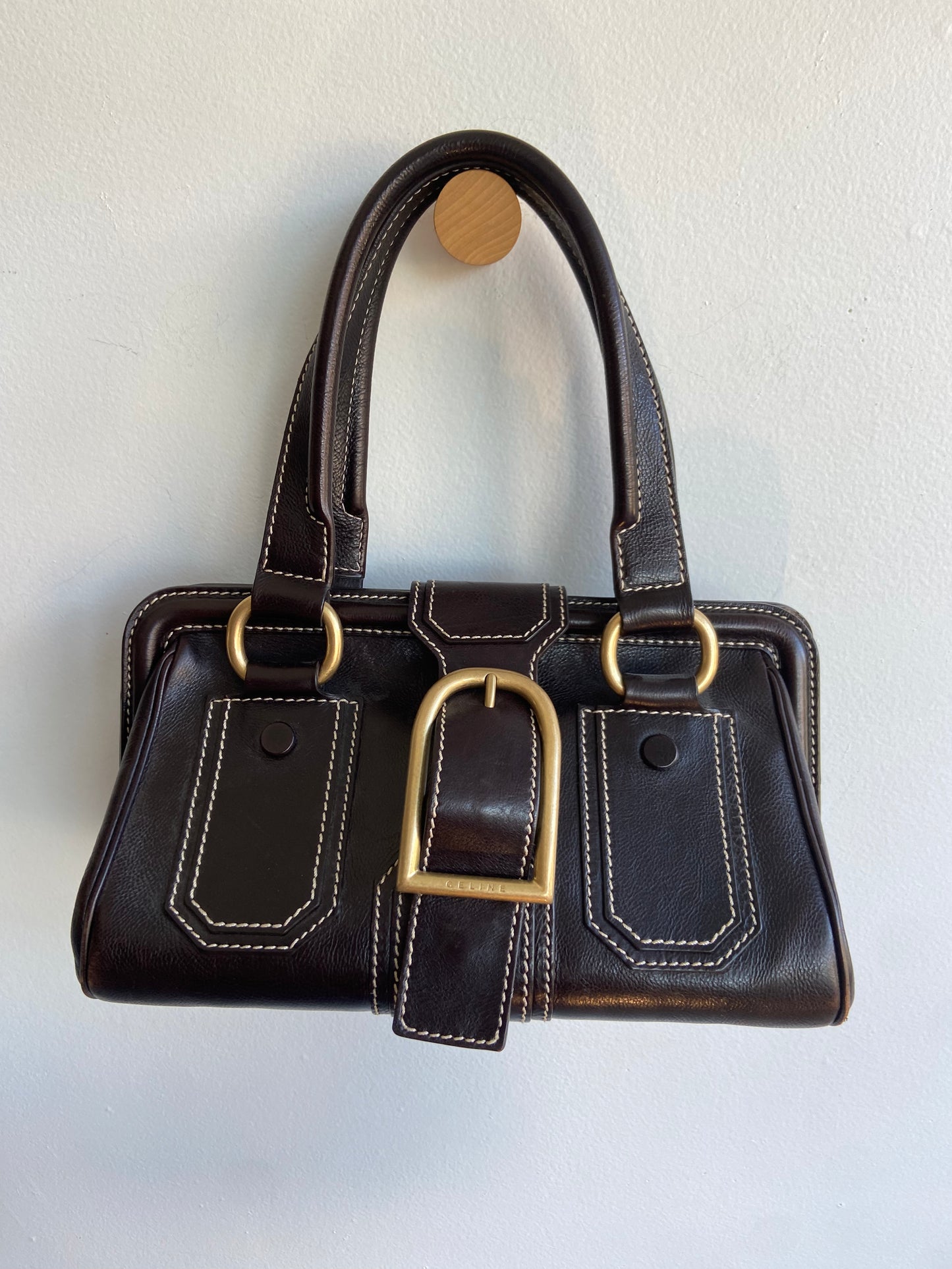 Vintage Celine handbag brown and brass