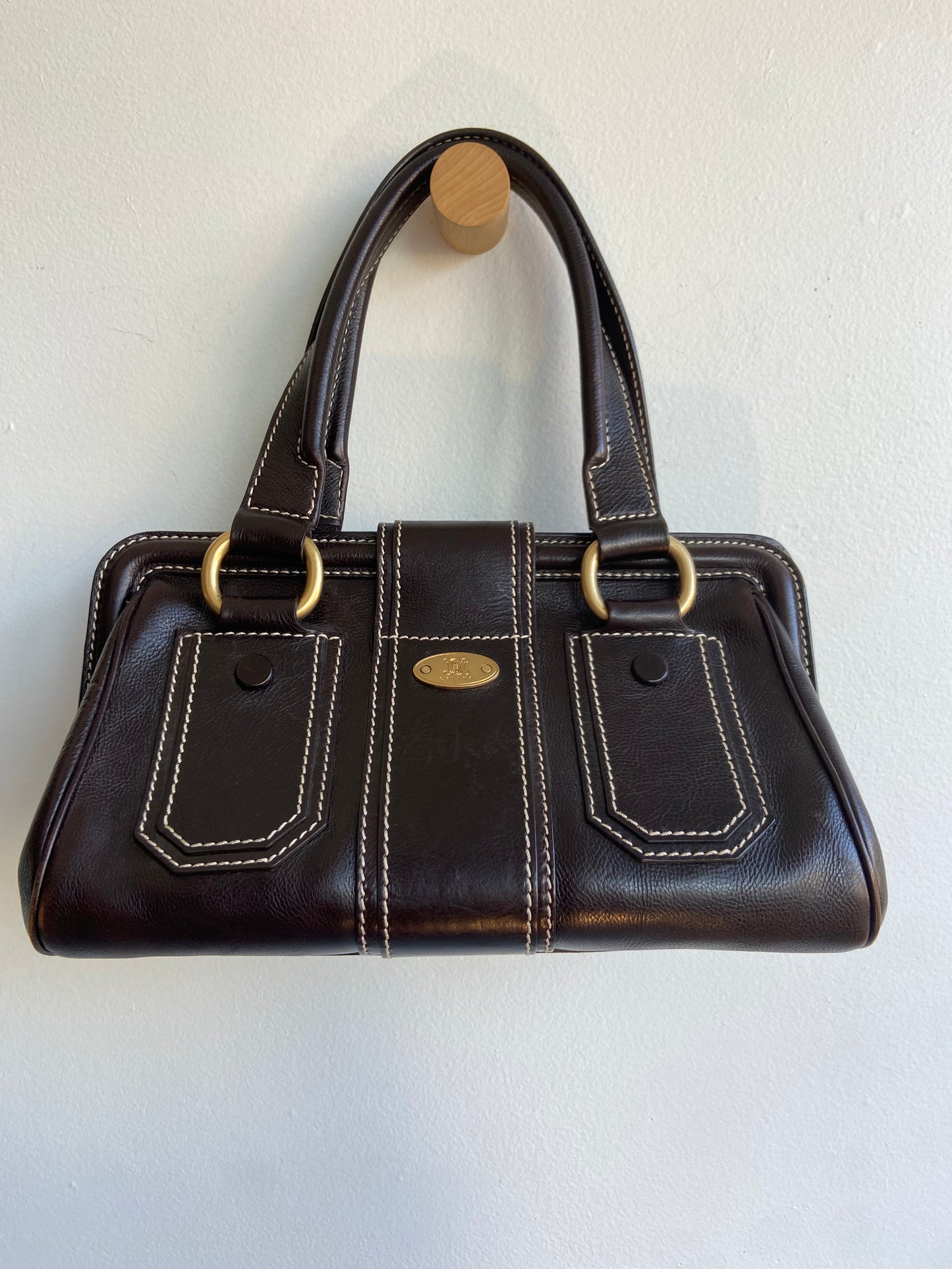Vintage Celine handbag brown and brass