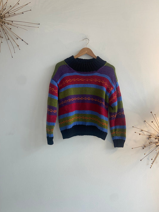 Striped Handknit Wool Sweater SS 1-2