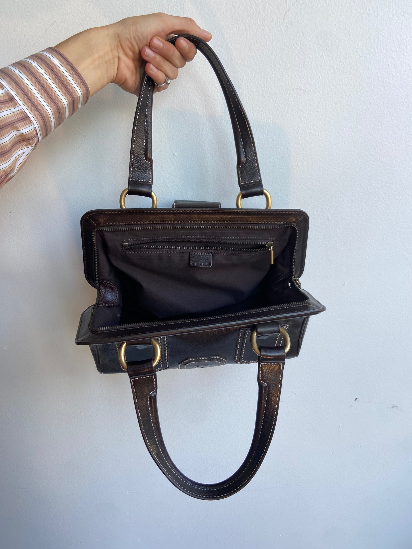 Vintage Celine handbag brown and brass