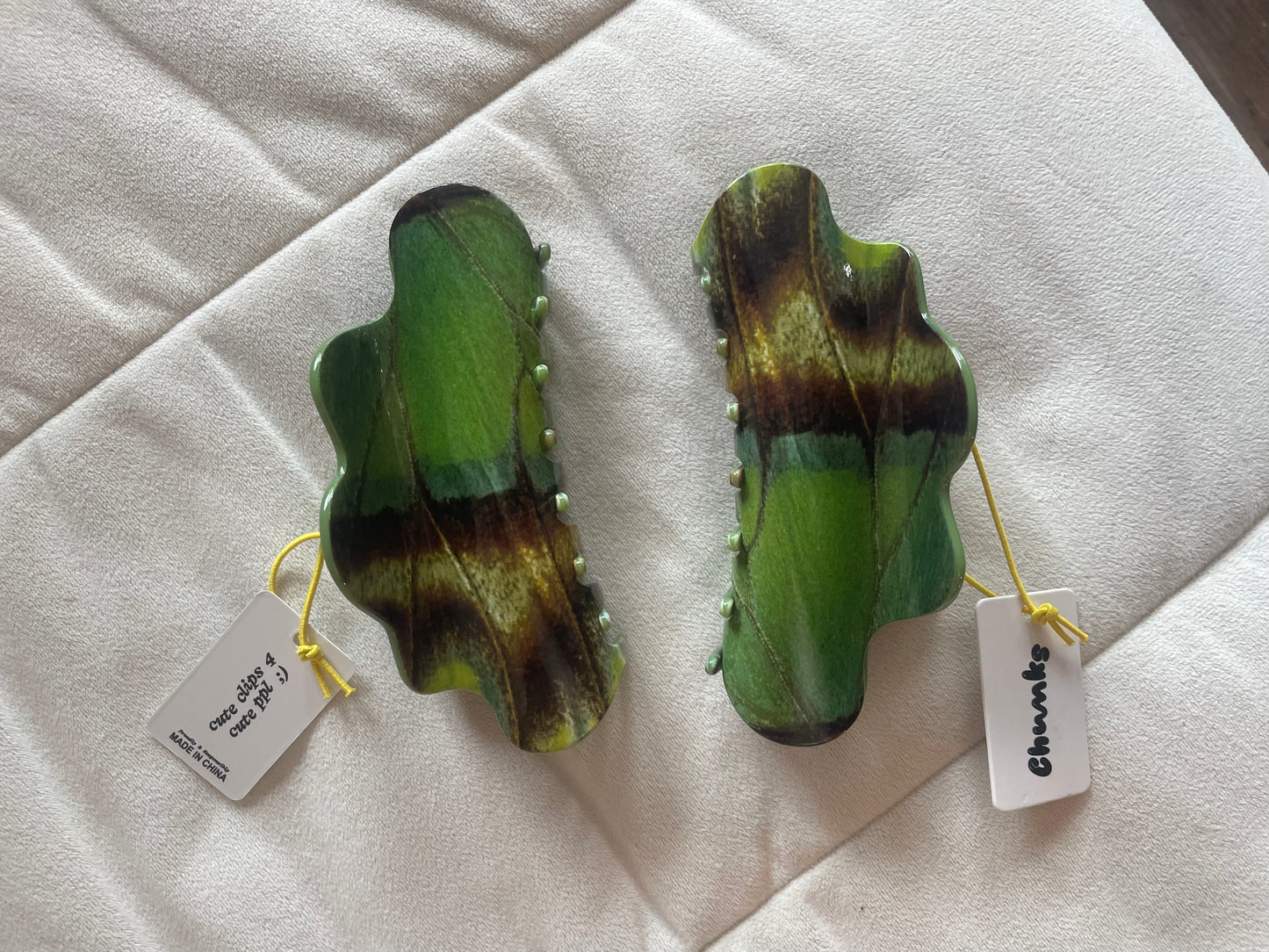 Chunks Malachite Butterfly large hair clip