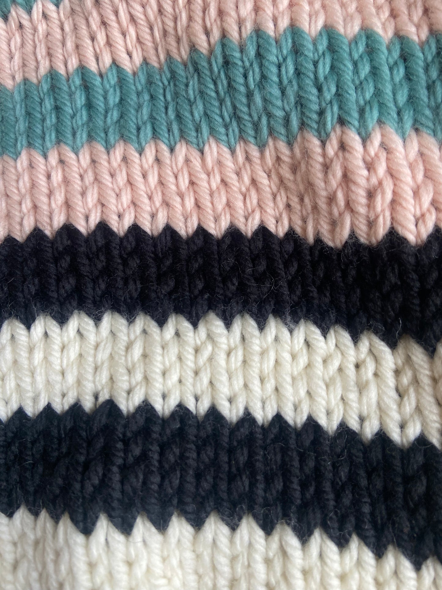 Striped chunky hand-knit wool sweater SS 1