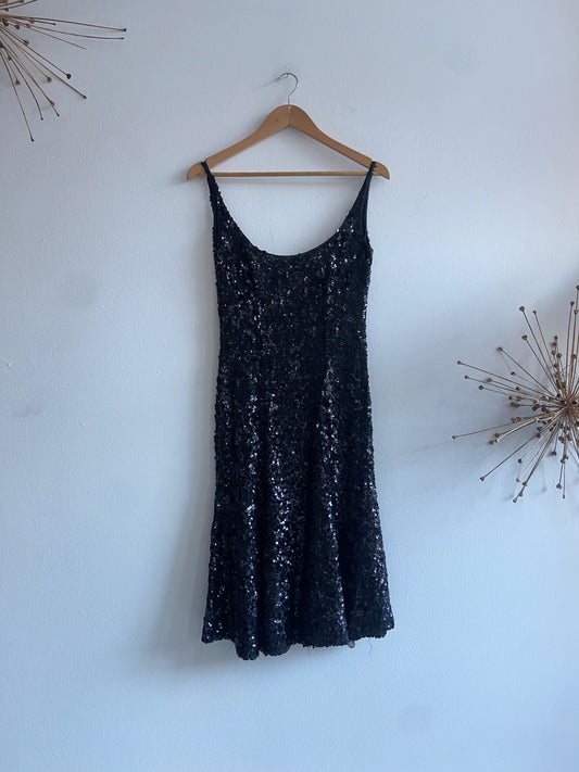 Vintage black sequined cocktail dress SS 1