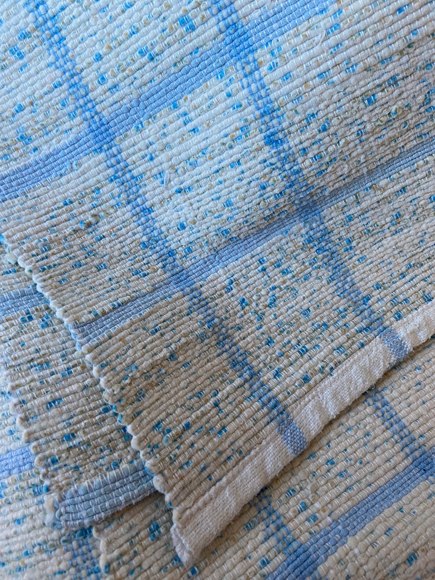 Soft cotton blanket blue grid